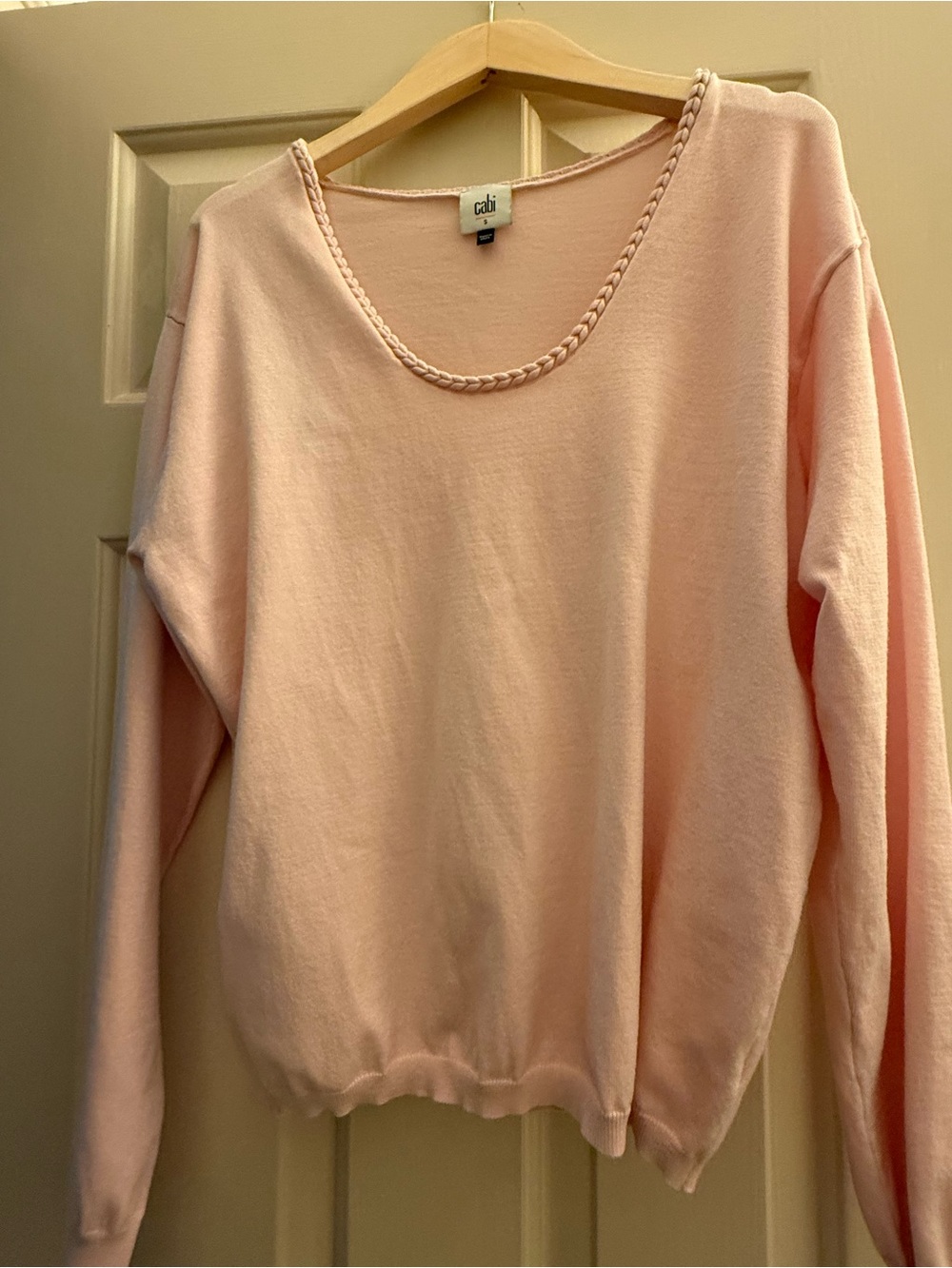 cabi Women's Pink Braided-Neck Sweater